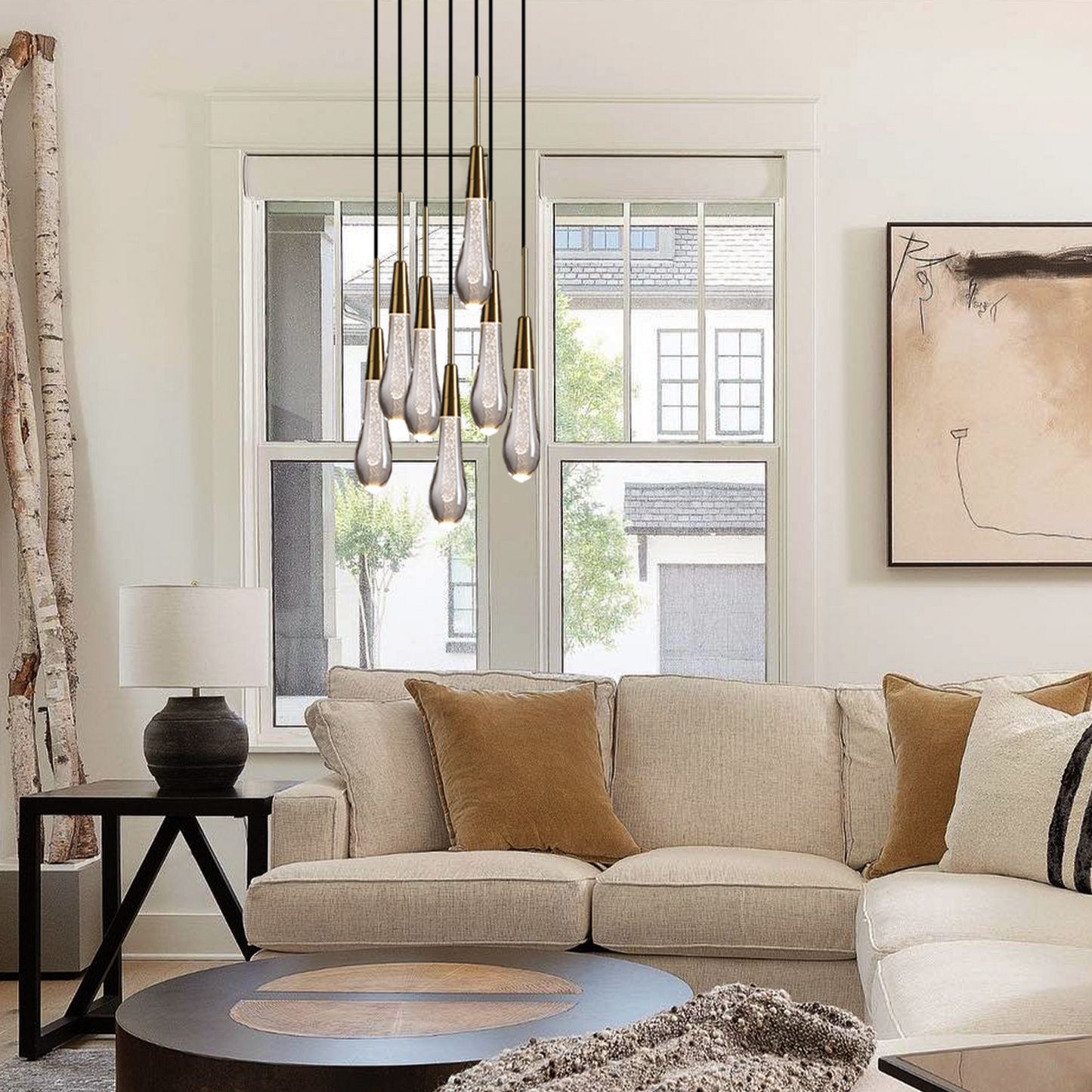 Solitaire Cluster Crystal Pendant 3 Light 5 Light 7Light