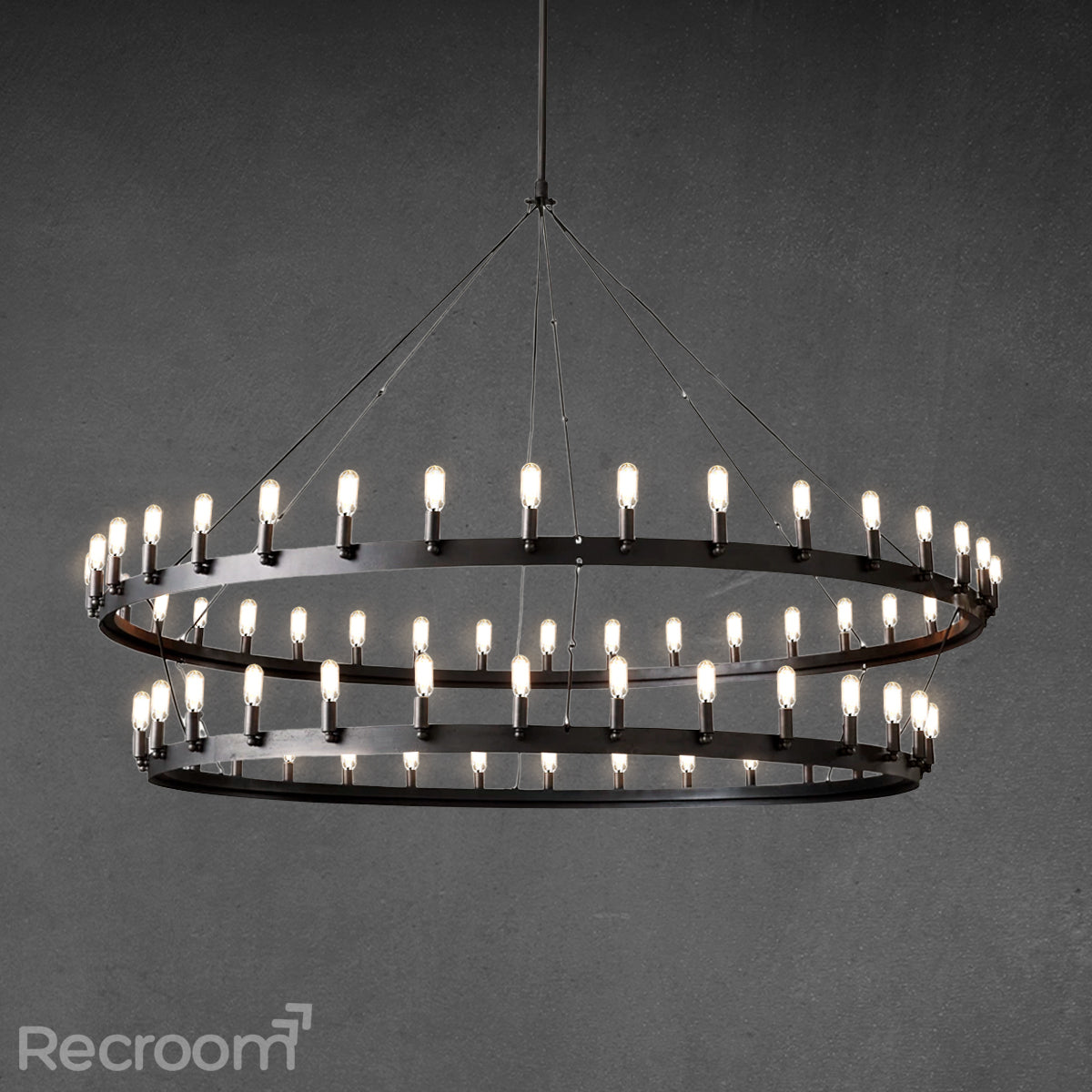 Caminon Vintage Filament Two-Tier Chandelier 71"