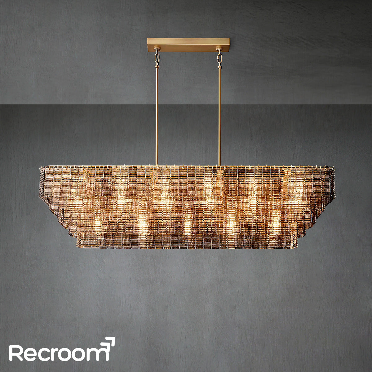 Sirena Clear Glass Rectangular Chandelier 77"