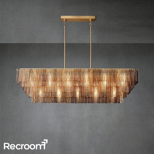 Sirena Clear Glass Rectangular Chandelier 77"