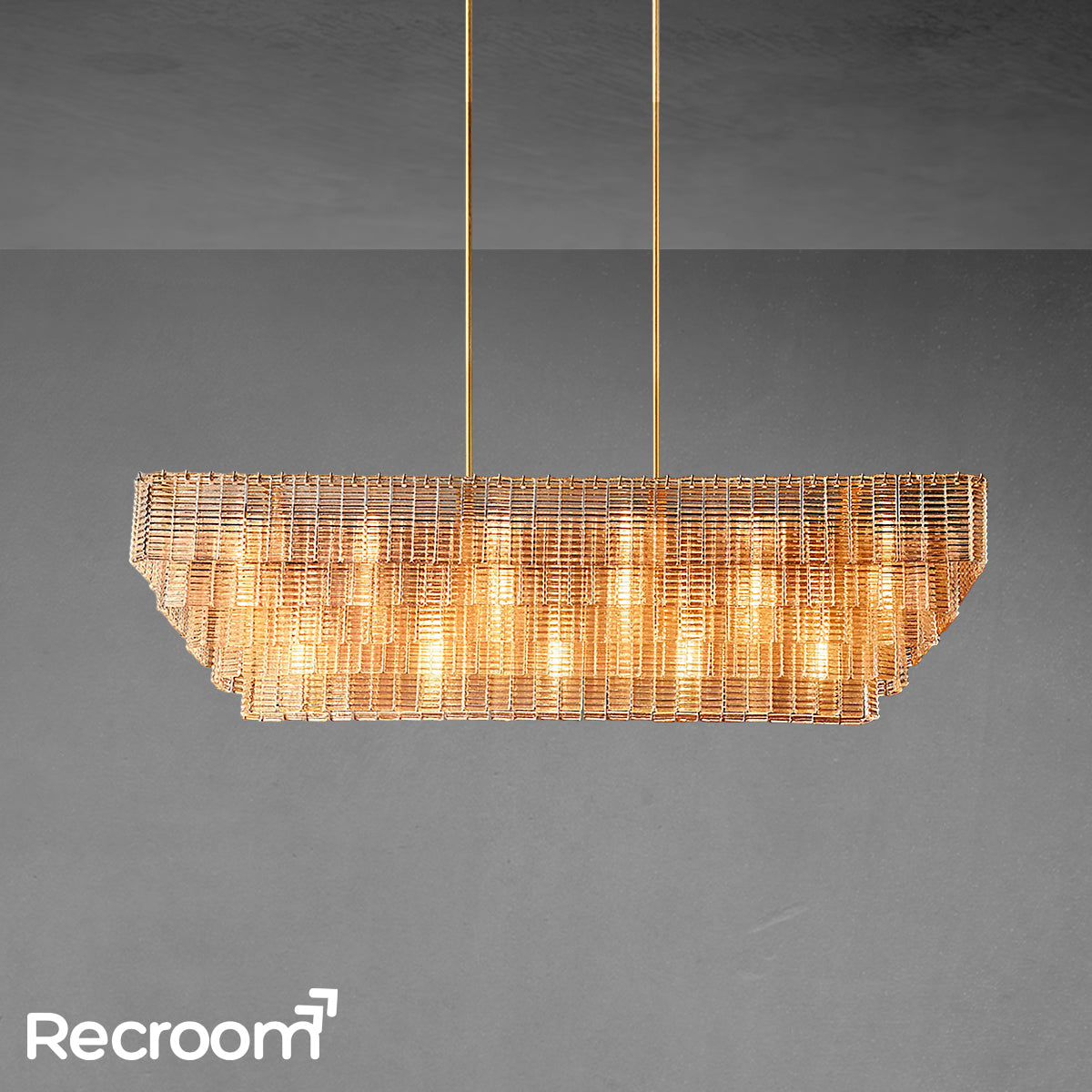 Sirena Clear Glass Rectangular Chandelier 77"