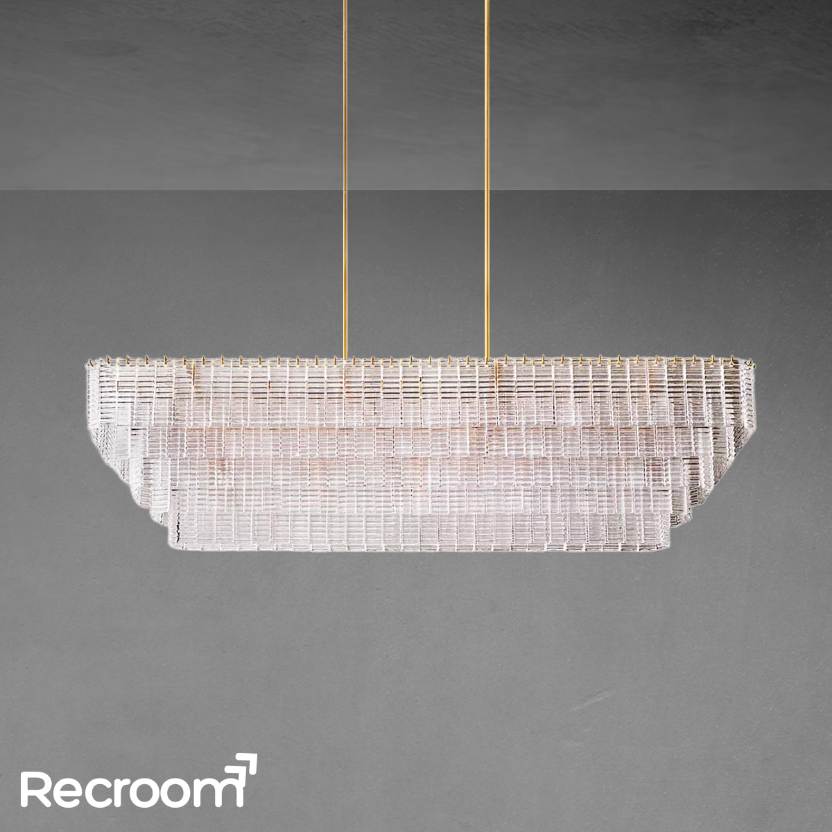 Sirena Clear Glass Rectangular Chandelier 77"