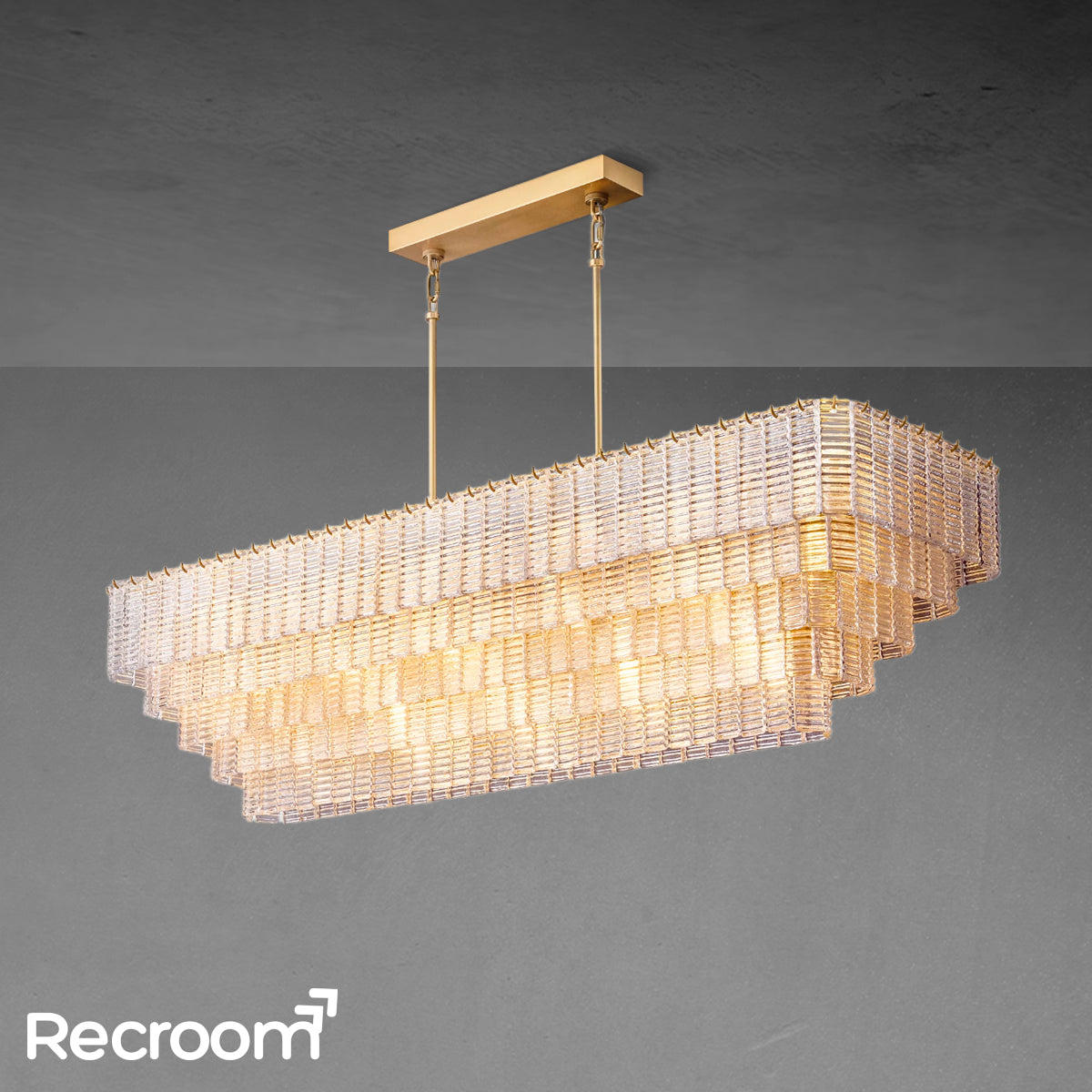 Sirena Clear Glass Rectangular Chandelier 77"