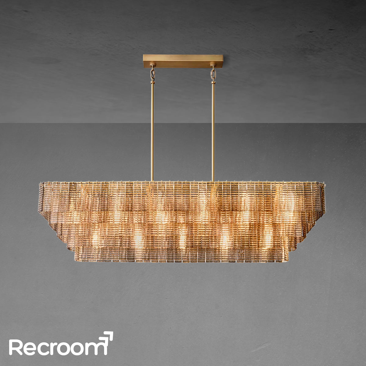 Sirena Clear Glass Rectangular Chandelier 77"