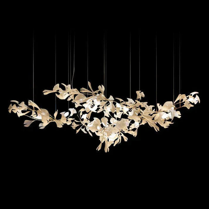 Modern Creative Ginkgo Ceramic Linear Chandelier