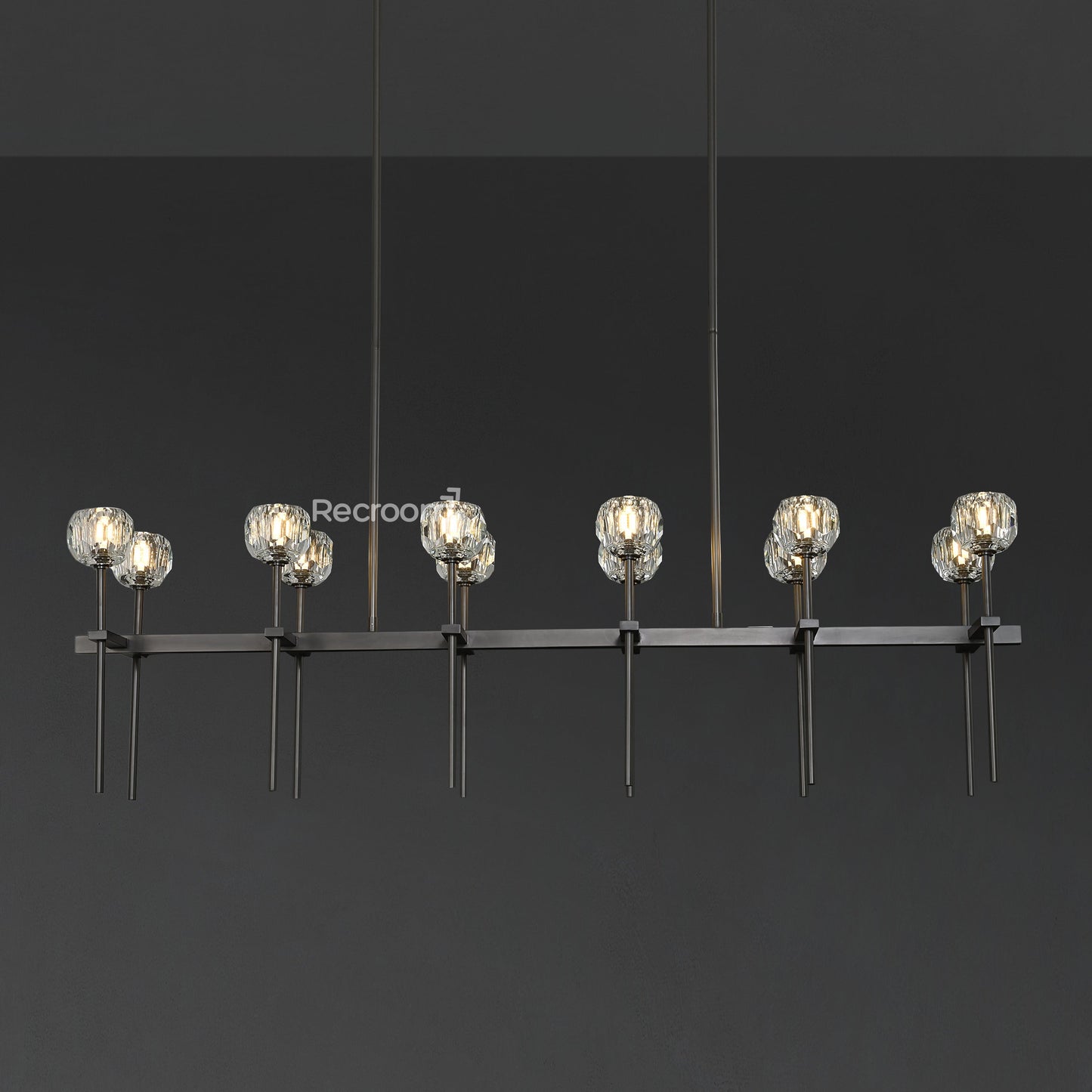 Boulew Crystal Glass Double Linear Chandelier 60"