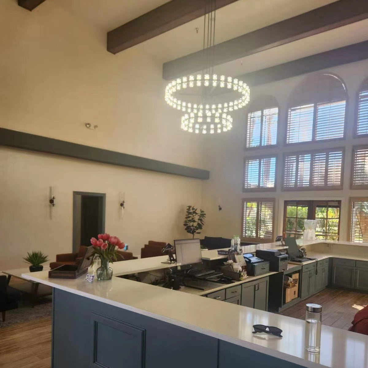 Arcachonest LED Round 2-Tier Chandelier 60"