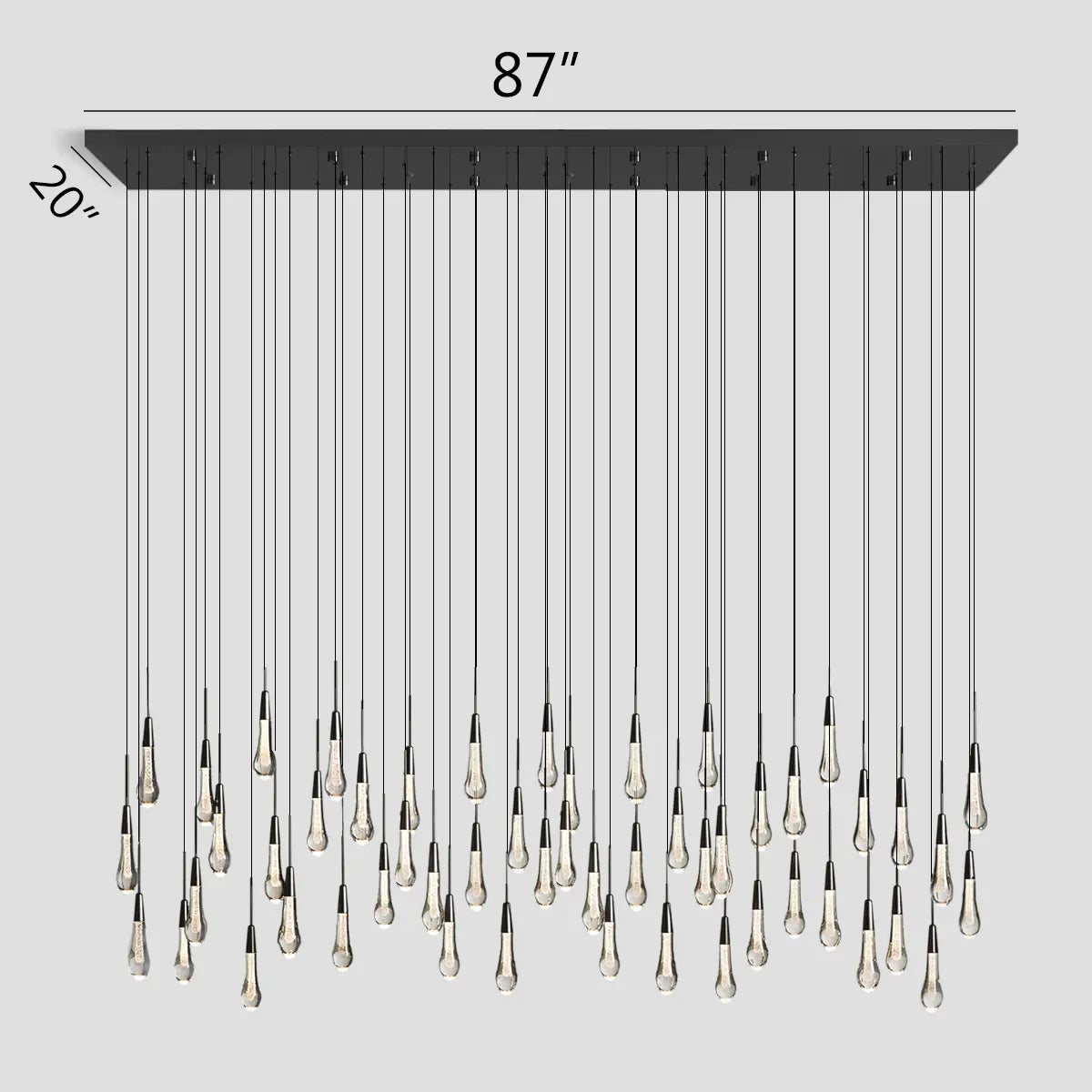 Solitaire Crystal Linear Chandelier 37" 50" 60'' 70" 87" 120''W