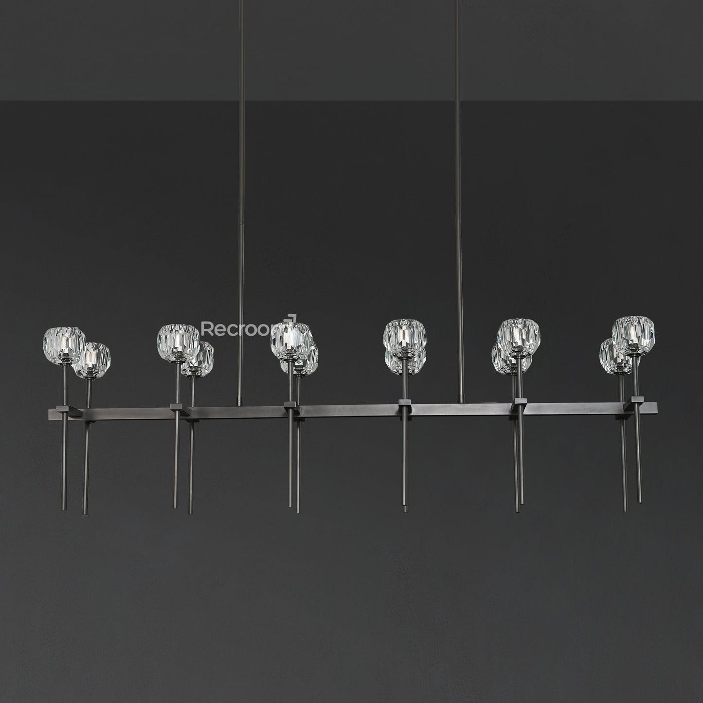 Boulew Crystal Glass Double Linear Chandelier 60"