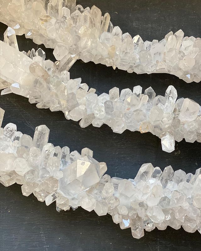 Cervine Round Brass & Clear Geode Quartz Crystal Chandelier 36"