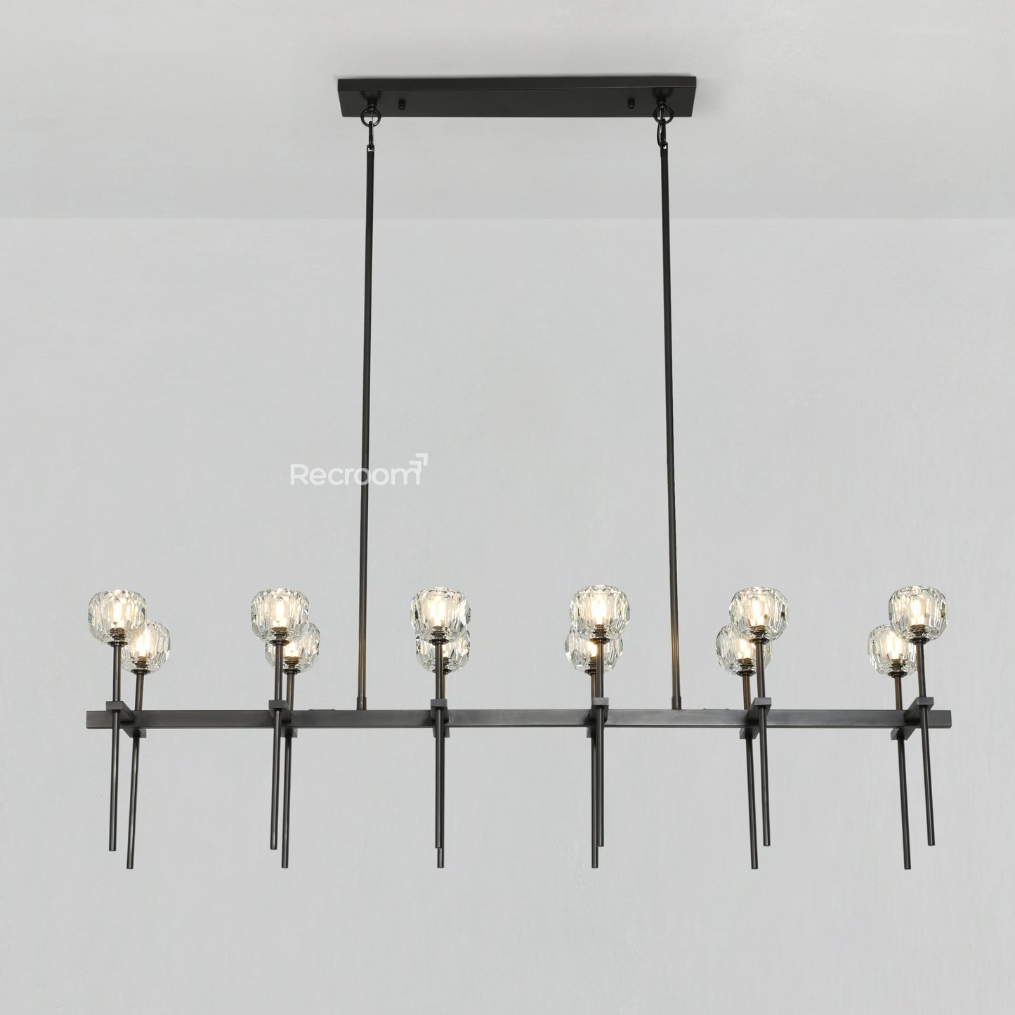 Boulew Crystal Glass Double Linear Chandelier 60"