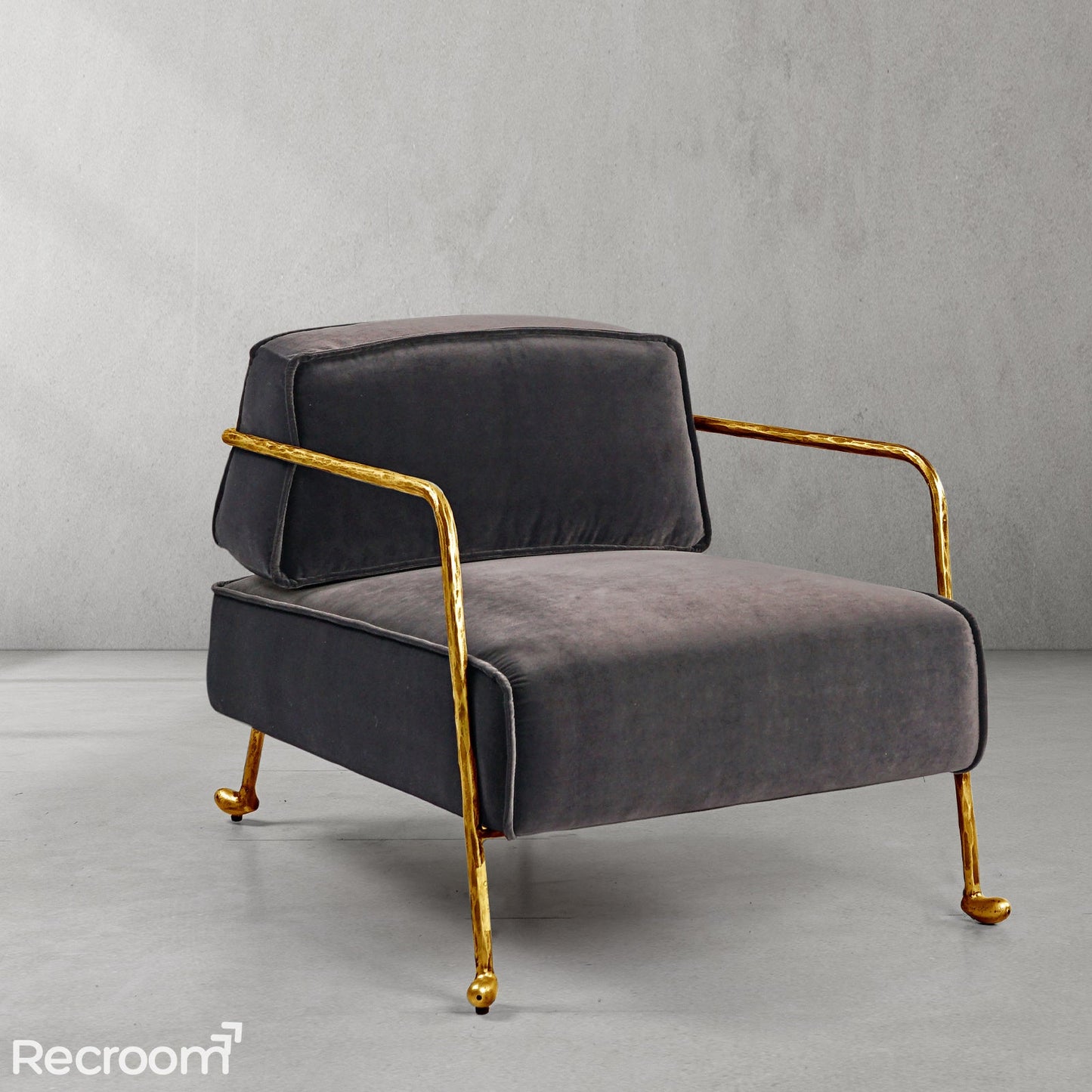 Thaddeo Gray Velvet Armchair