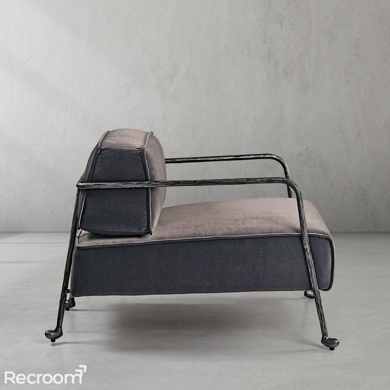 Thaddeo Gray Velvet Armchair
