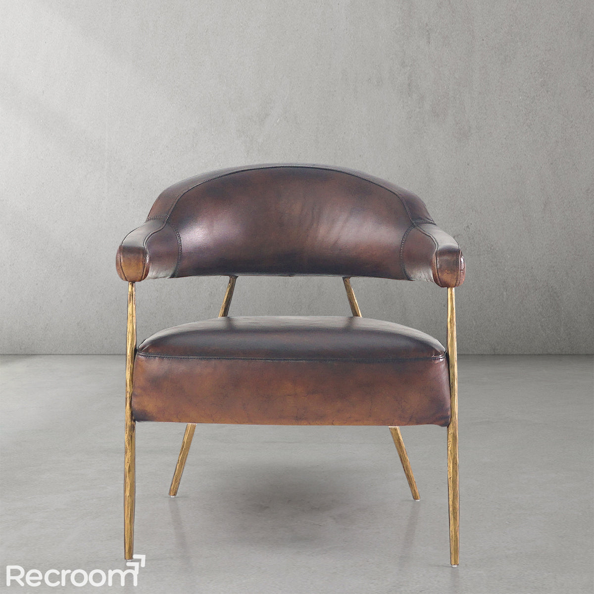 Thaddeo Brown Leather Lounge Armchair