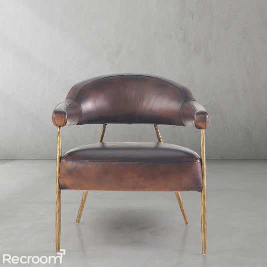 Thaddeo Brown Leather Lounge Armchair