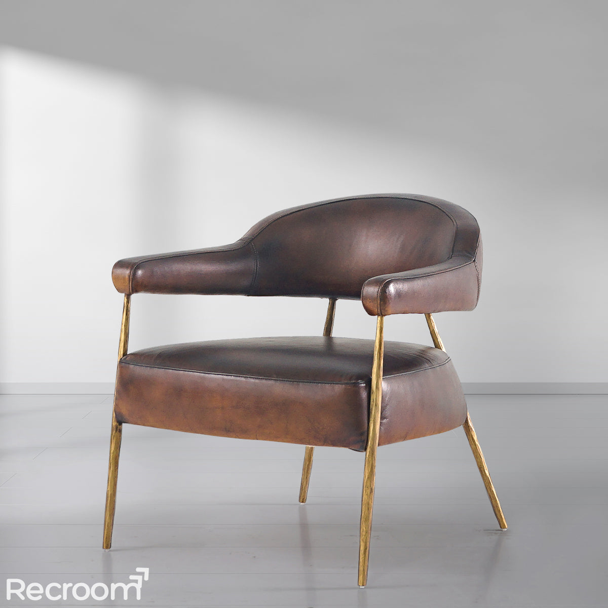 Thaddeo Brown Leather Lounge Armchair