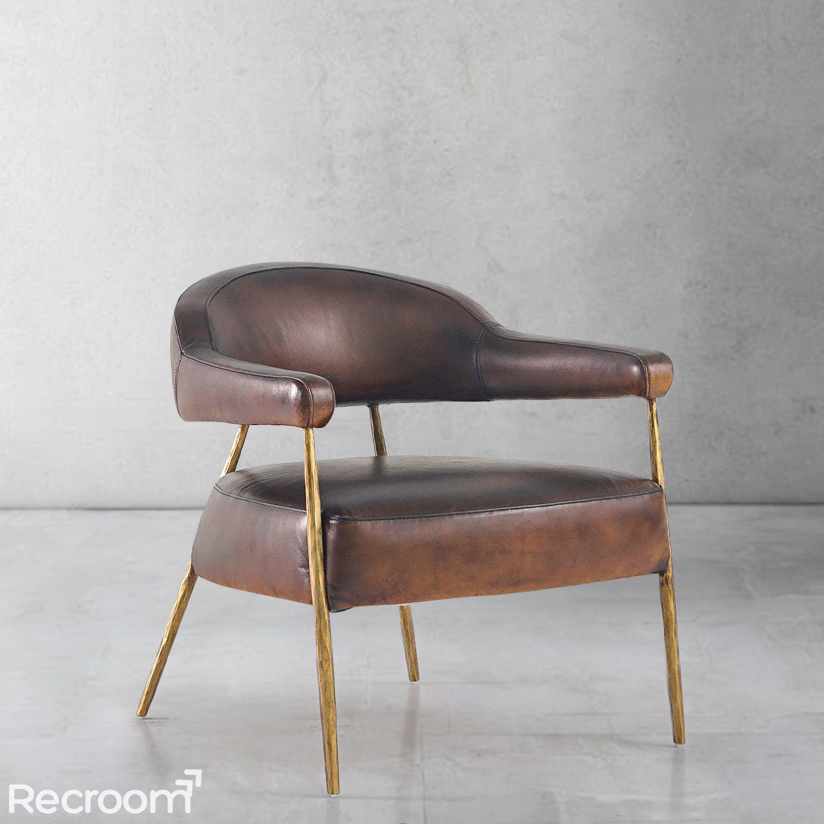 Thaddeo Brown Leather Lounge Armchair
