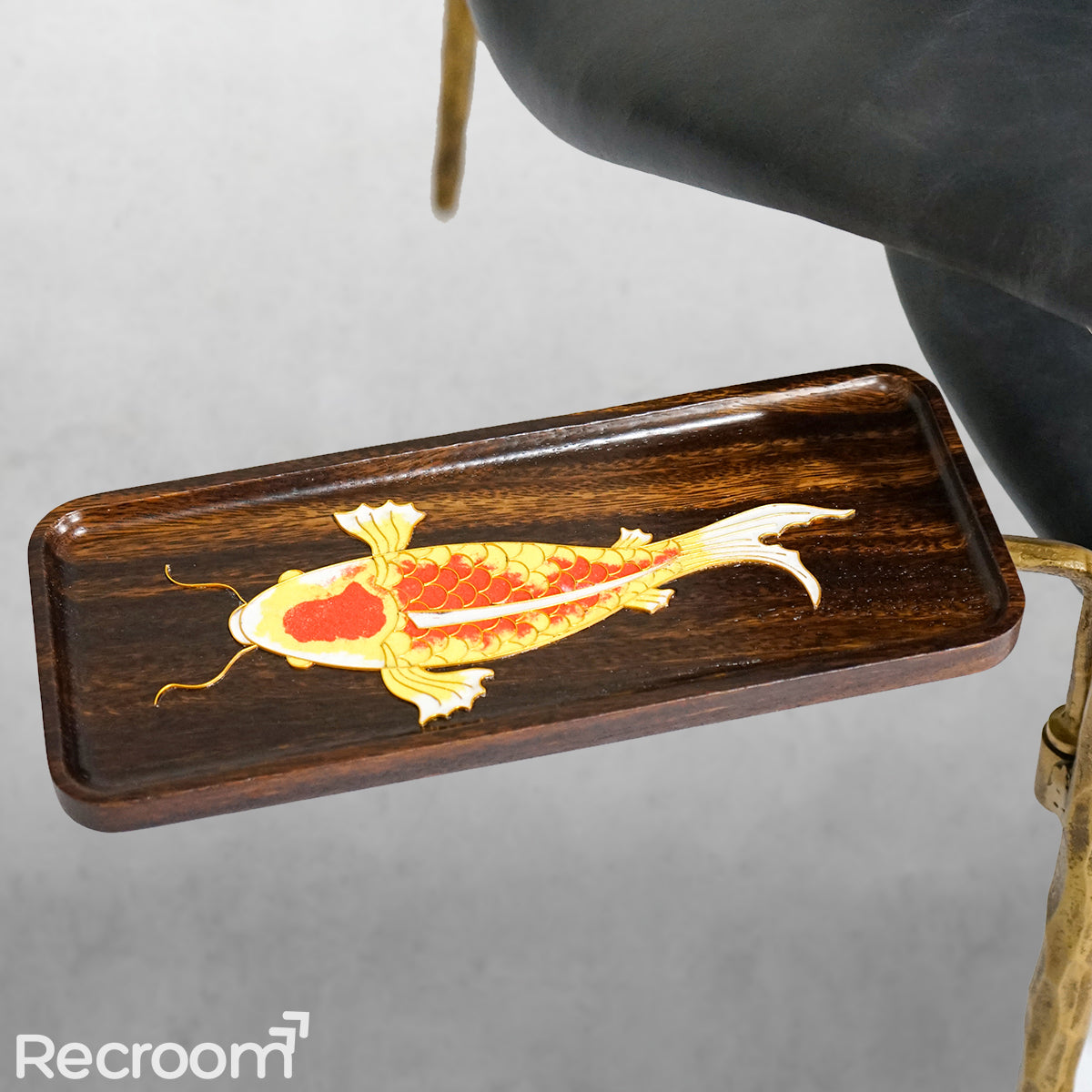 Thaddeo Enamel Wooden Plate Leather Armchair