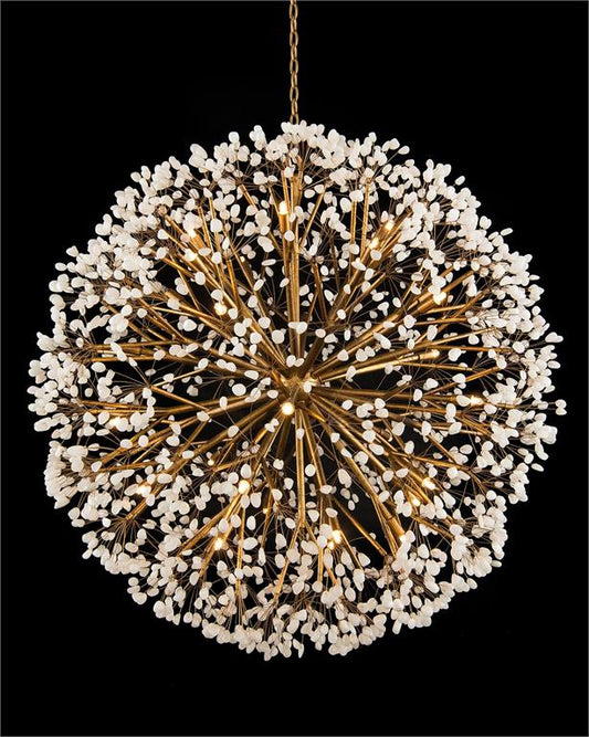 Spherical Thirty-Light Quartz Chandelier  43.5"D