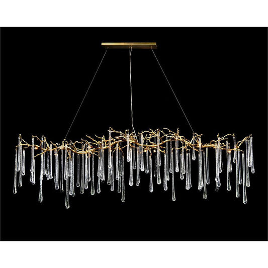 Teardrop Crystal Chandelier with Brass Branches 84" W