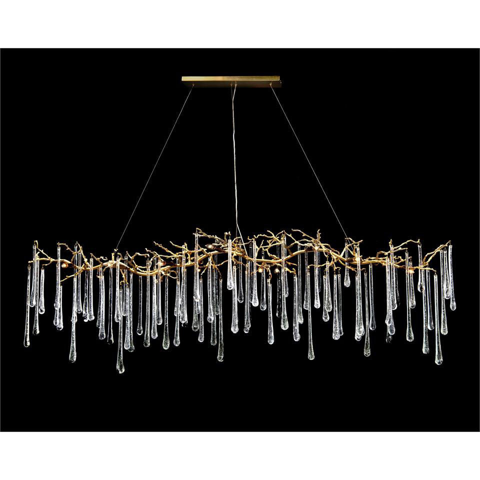 Teardrop Crystal Chandelier with Brass Branches 84" W
