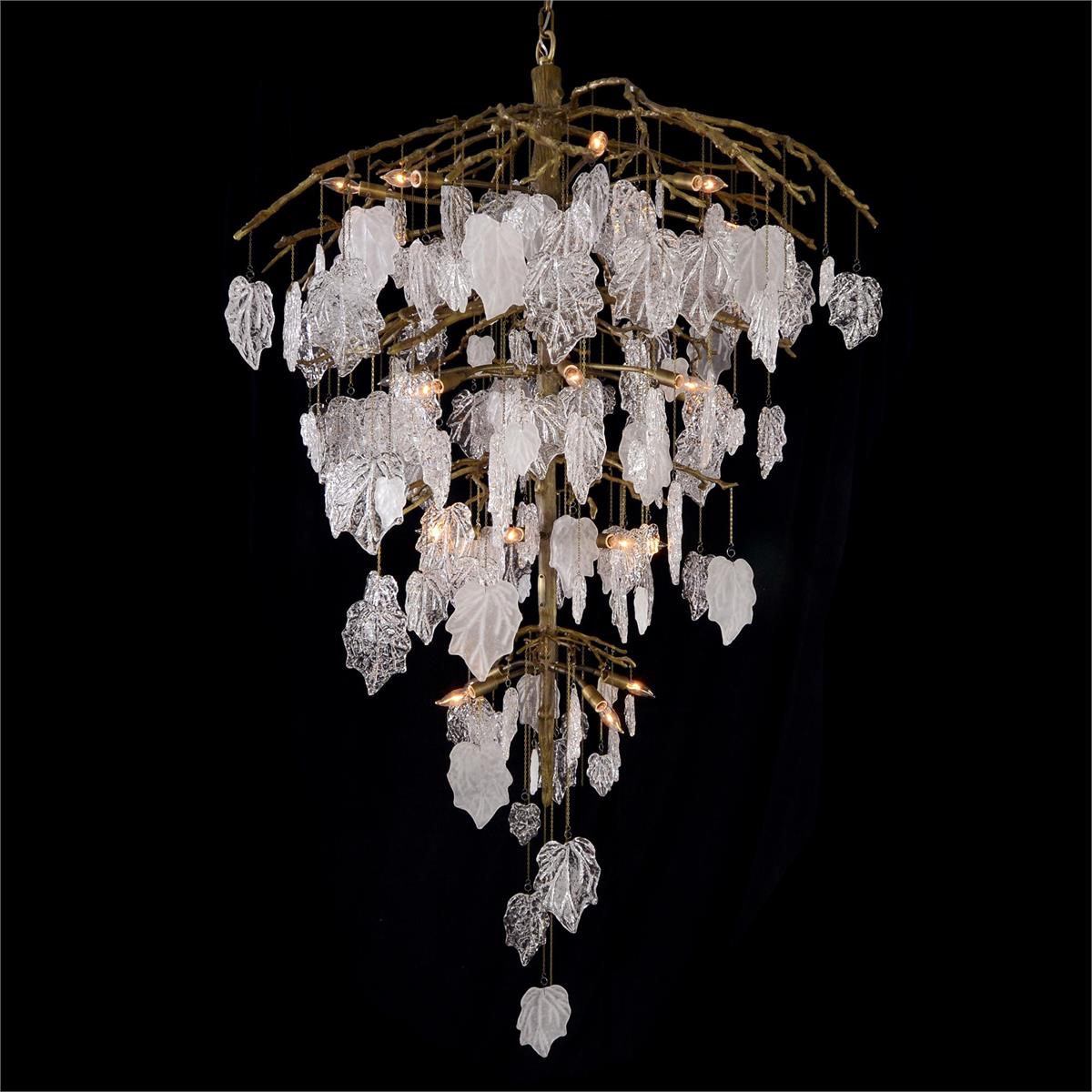 Glass Leaf Branch Chandelier 72"H