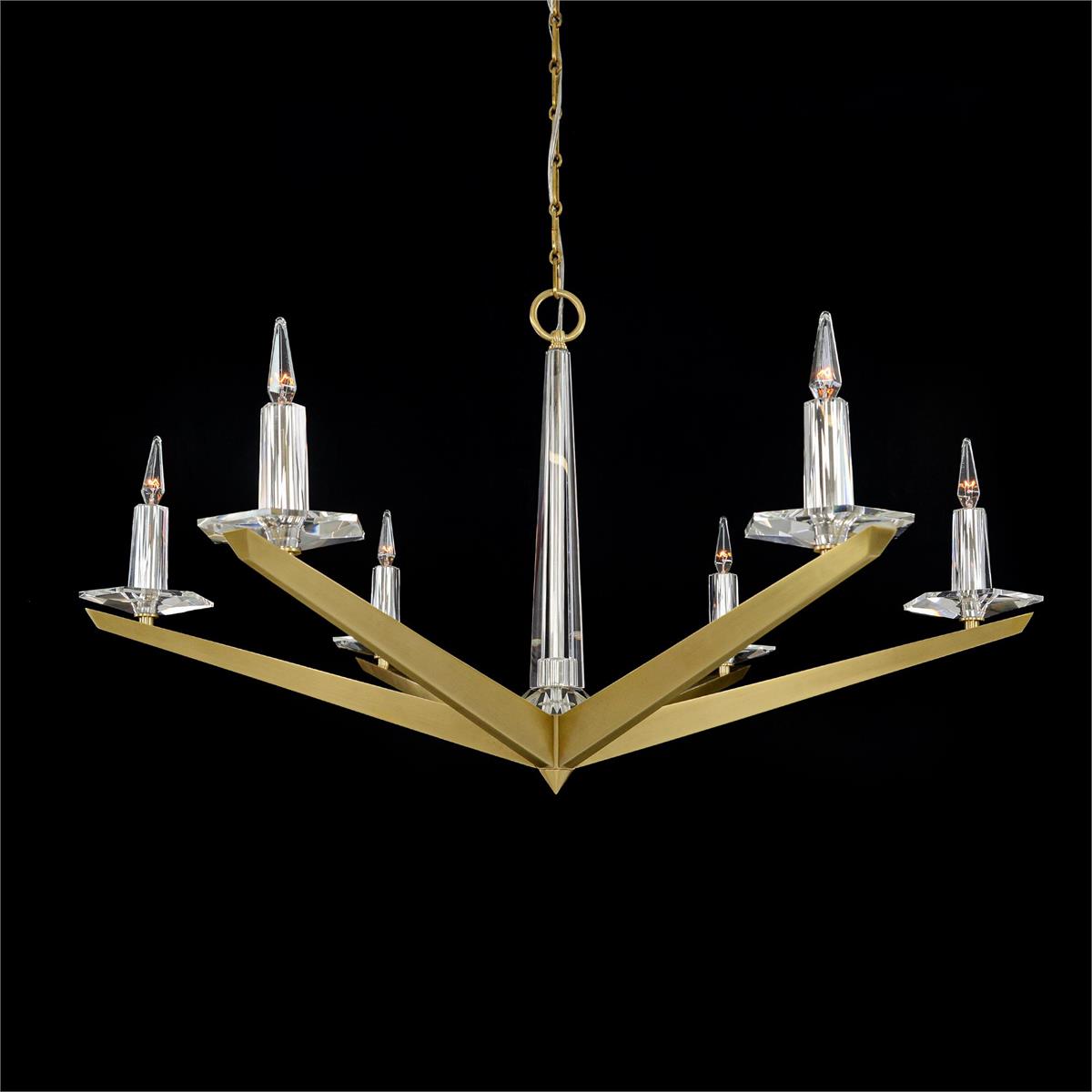 Antares Natural Brass Six Light Chandelier 48''