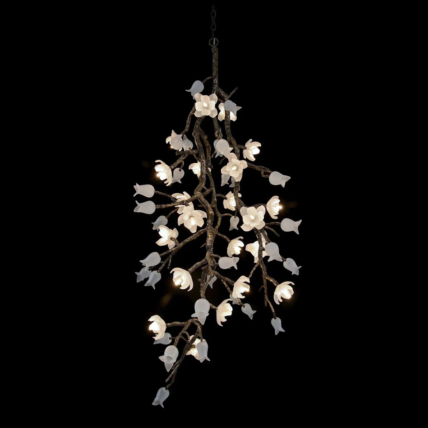 Churippu Magnolia & Tulip Glass Bronze Vertical Twenty-One Light Chandelier AJC-9326