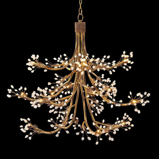 Branch Halogen Crystal Waterfalls Chandelier 50"W