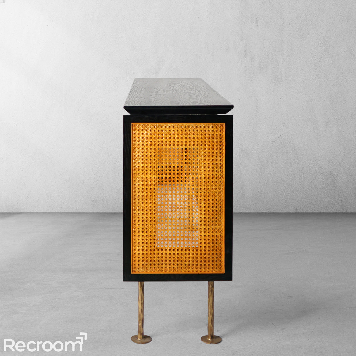 Thaddeo Metal Frame Rattan Console Table