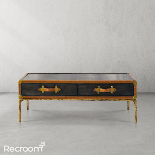 Thaddeo Vintage Leather Square Coffee Table