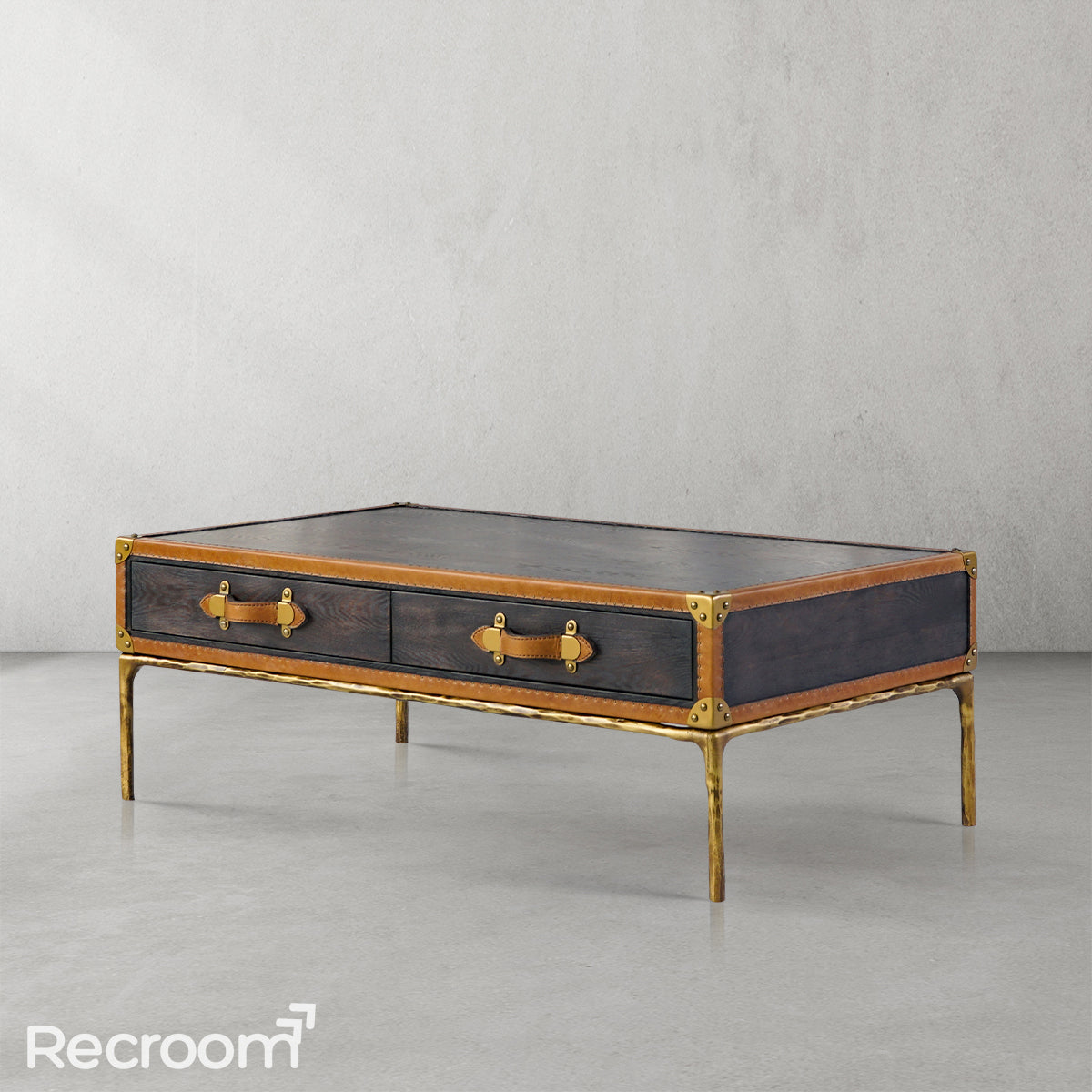 Thaddeo Vintage Leather Square Coffee Table