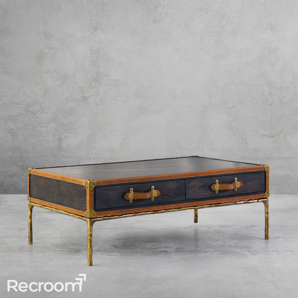 Thaddeo Vintage Leather Square Coffee Table