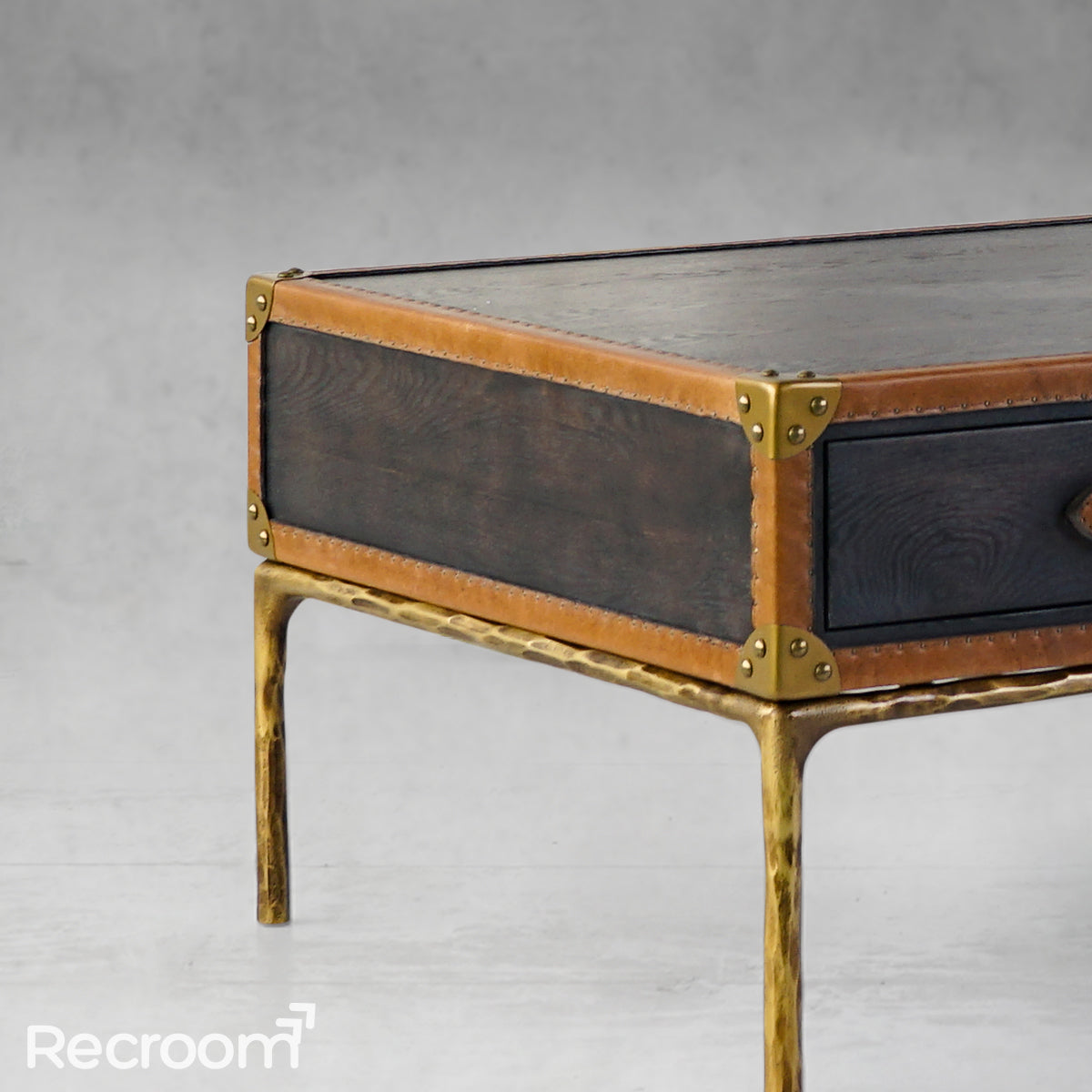 Thaddeo Vintage Leather Square Coffee Table