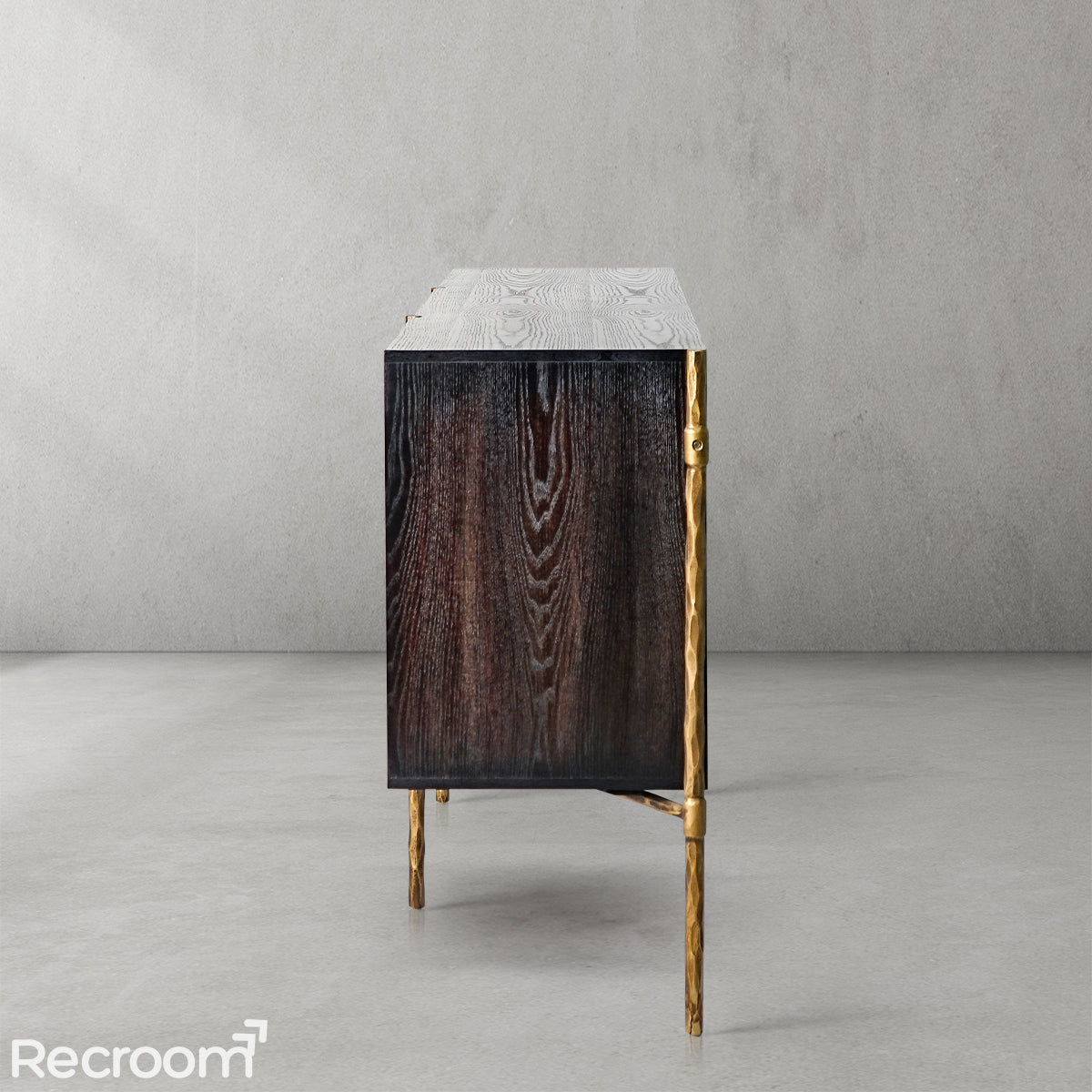 Thaddeo Metal Frame Rattan Side Cabinet