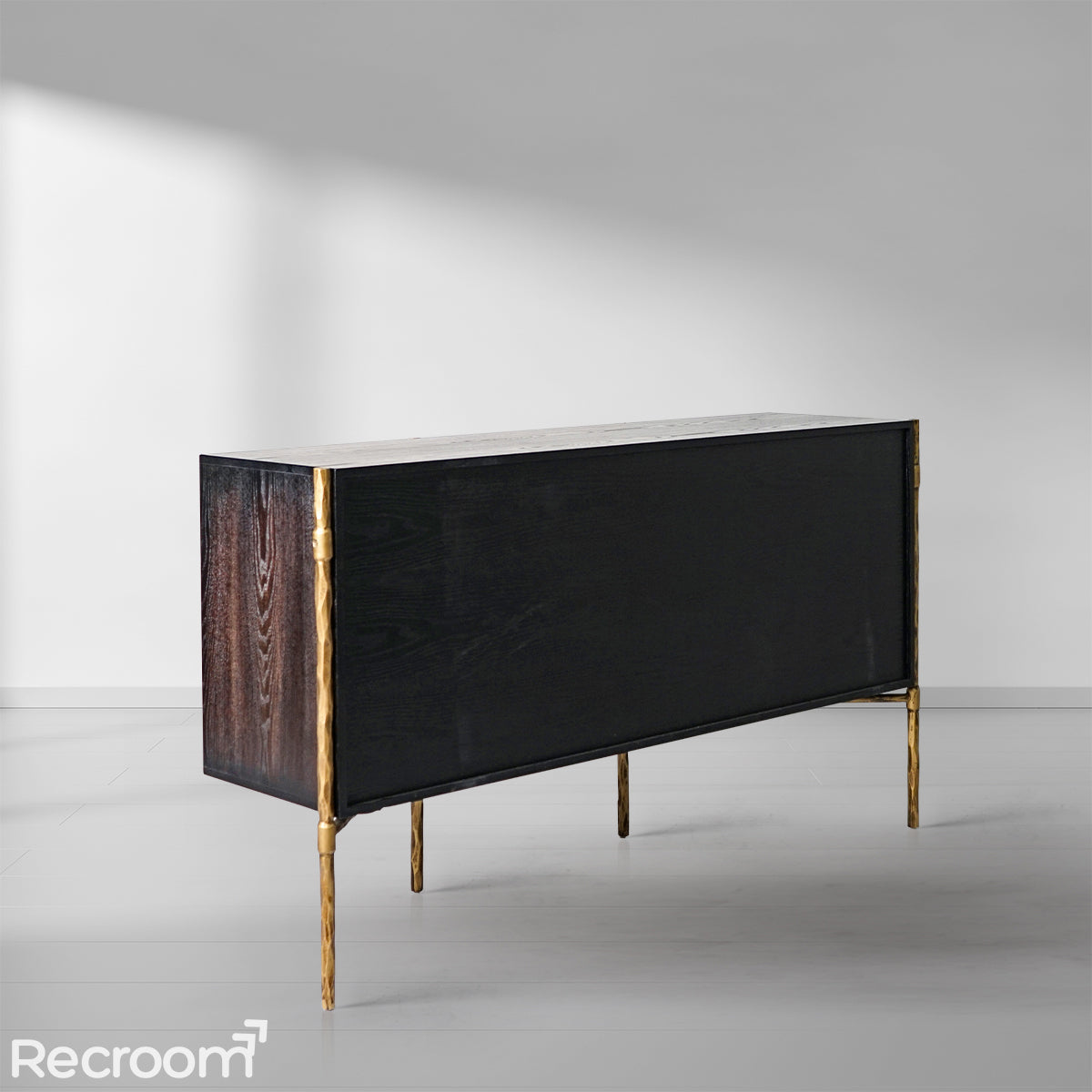 Thaddeo Metal Frame Rattan Side Cabinet