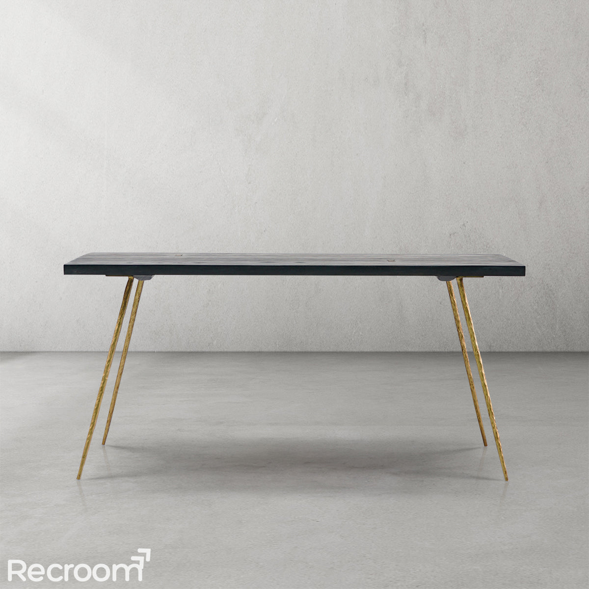 Thaddeo Retro Copper Frame Solid Wood Dining Bench