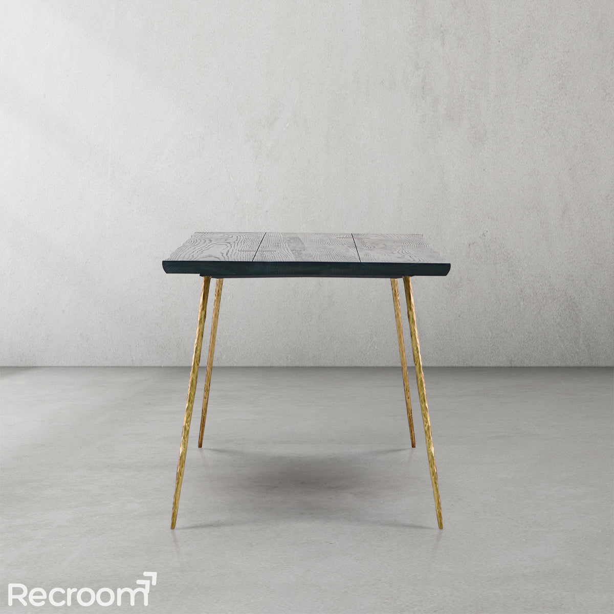 Thaddeo Retro Copper Frame Solid Wood Dining Bench