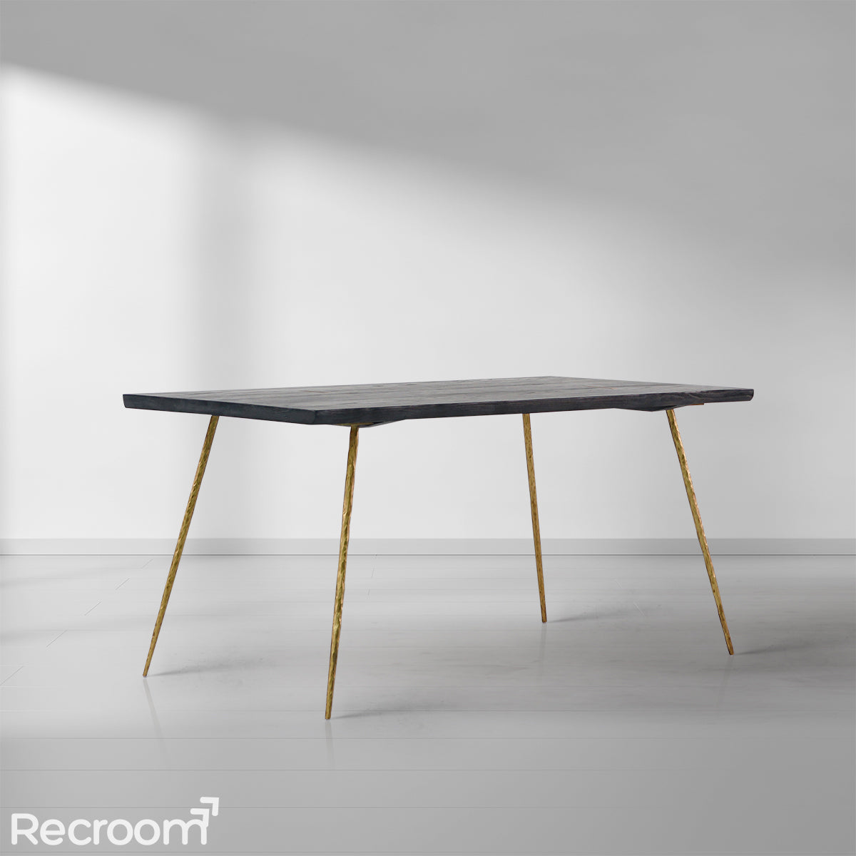 Thaddeo Retro Copper Frame Solid Wood Dining Bench