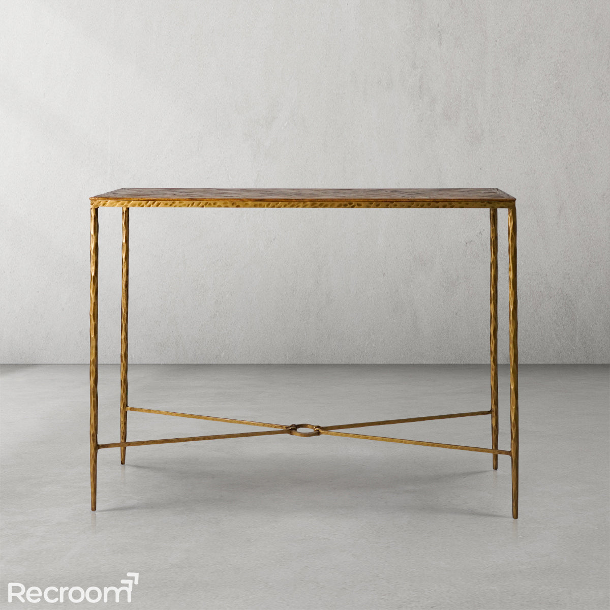 Thaddeo Metal Frame Elm Wood Console Table