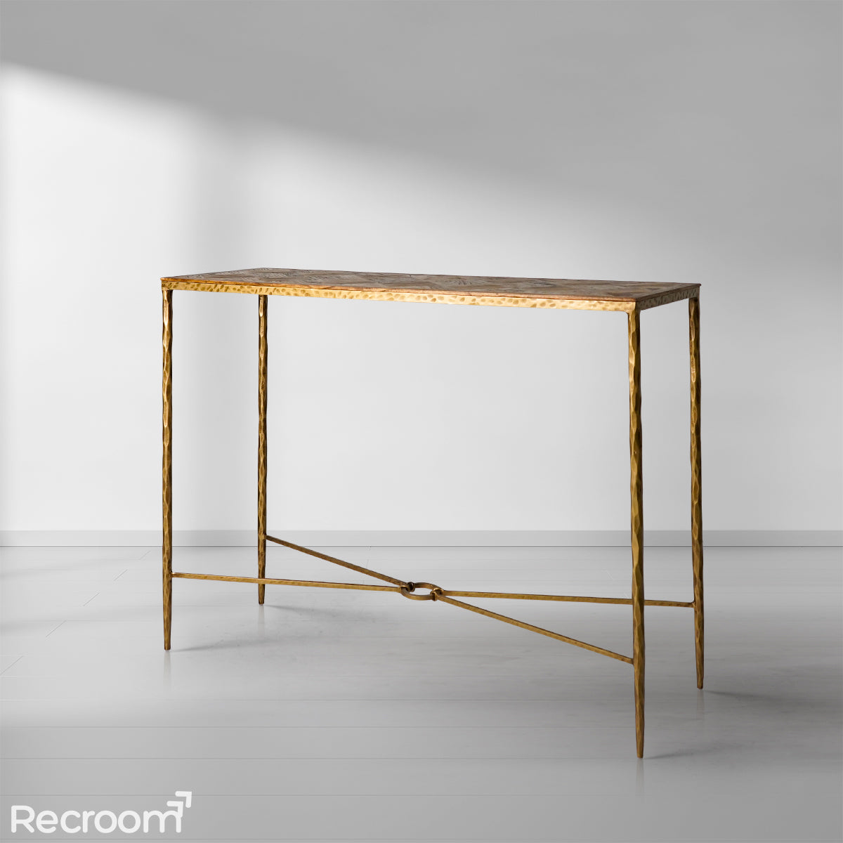 Thaddeo Metal Frame Elm Wood Console Table