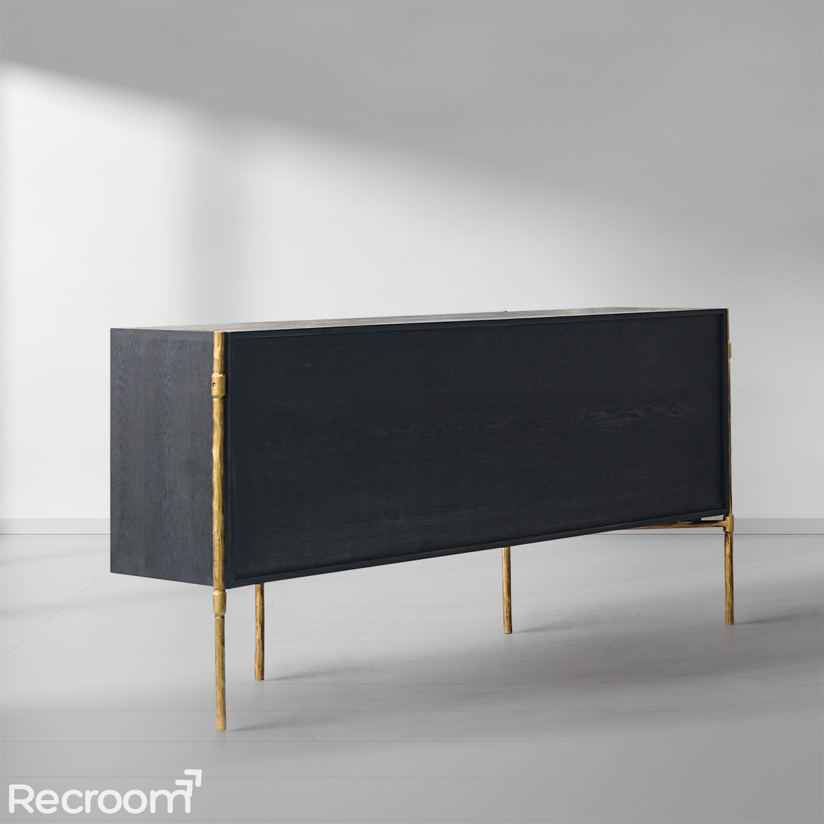 Thaddeo Metal Frame Rattan Long Side Cabinet