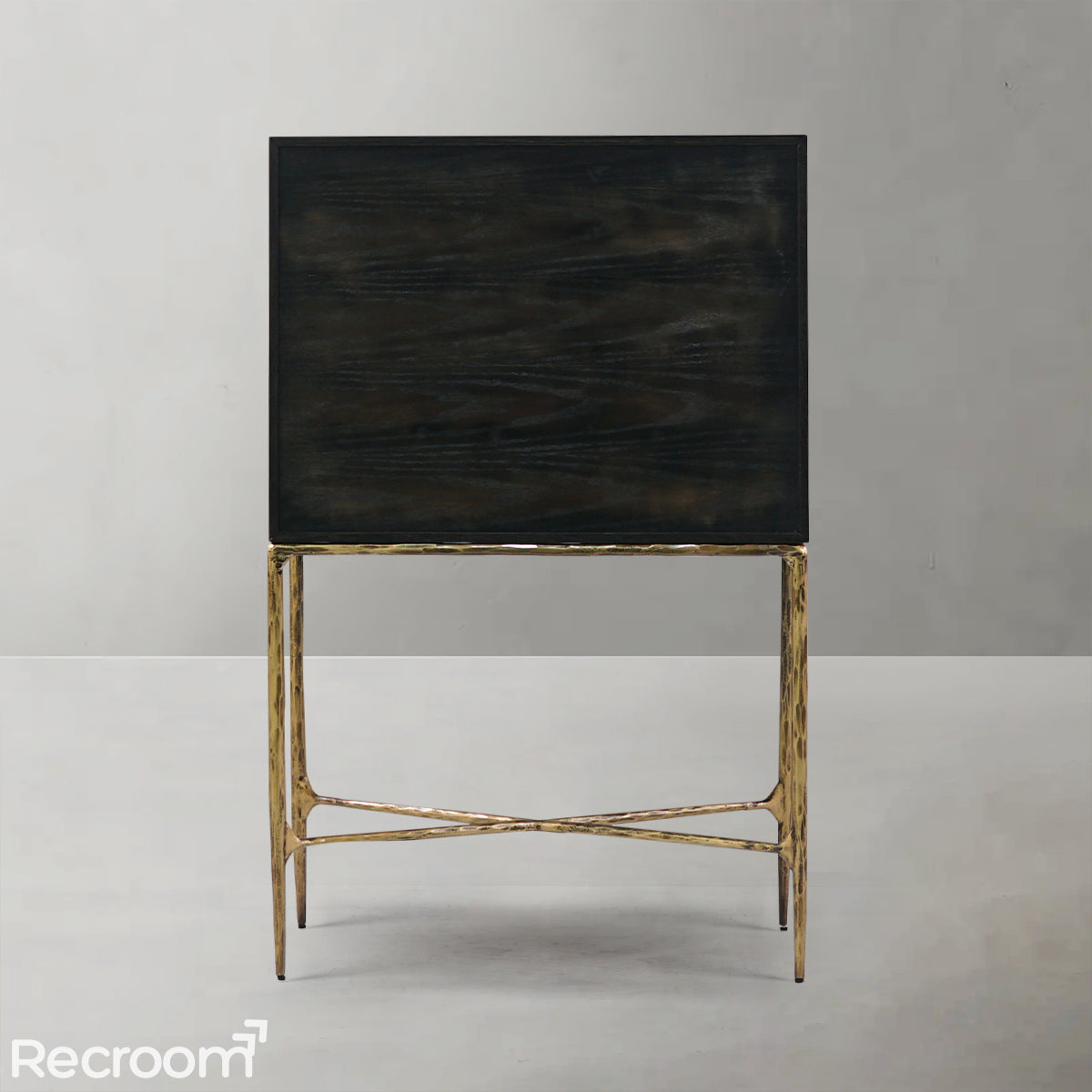 Thaddeo Metal Frame Rattan Cabinet