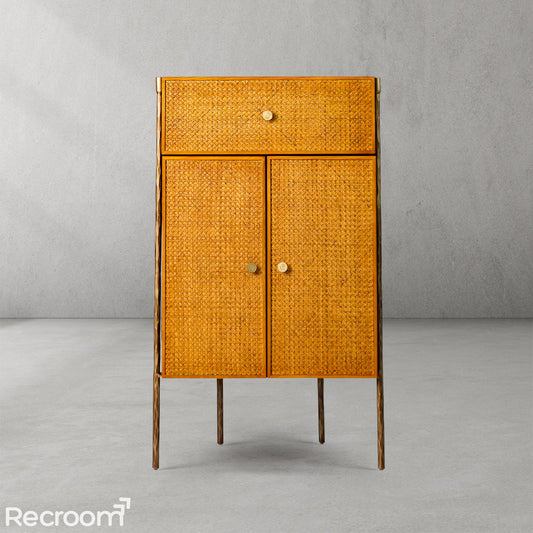 Thaddeo Frame Rattan Cabinet
