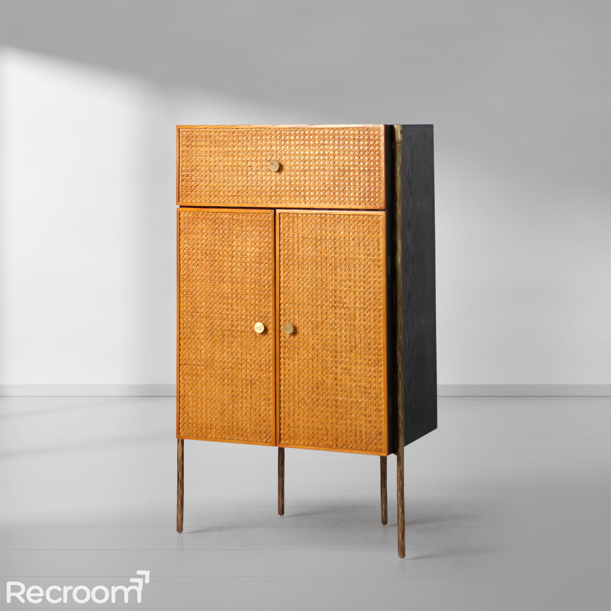 Thaddeo Frame Rattan Cabinet