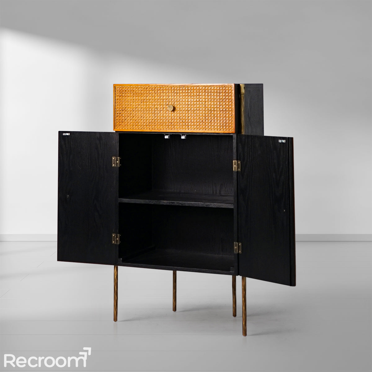 Thaddeo Frame Rattan Cabinet