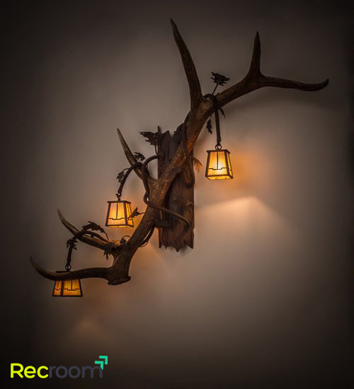 46" Wide Antlers Elk 3 Light Wall Sconces