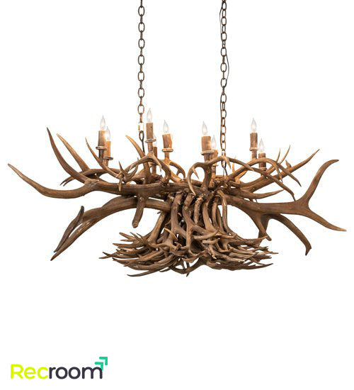 50" Long Antlers 10 Light Oblong Chandelier