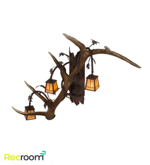 46" Wide Antlers Elk 3 Light Wall Sconces