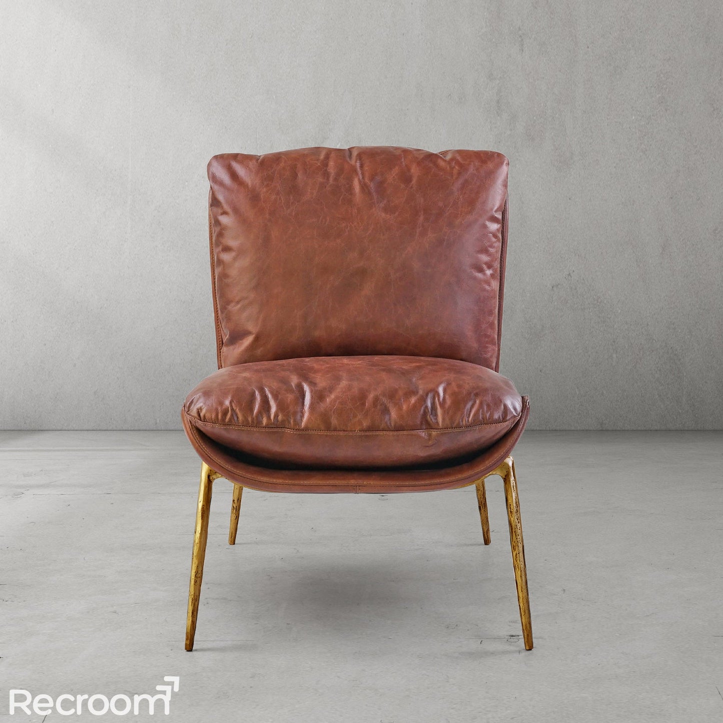 Thaddeo Vintage Leather Armrest Lounge Chair